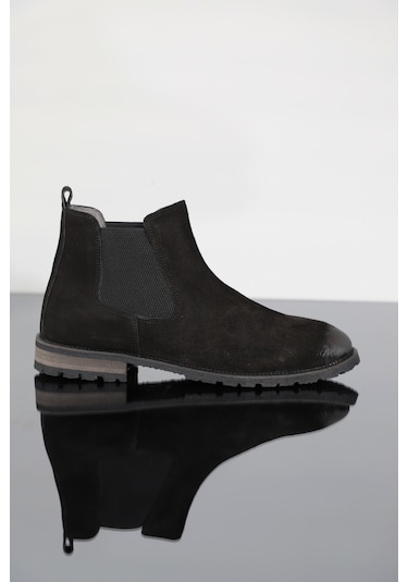 Konfores 1355 Anatomik Tabanlı Hakiki Deri Erkek Klasik Bot - Nkt Siyah Nubuk