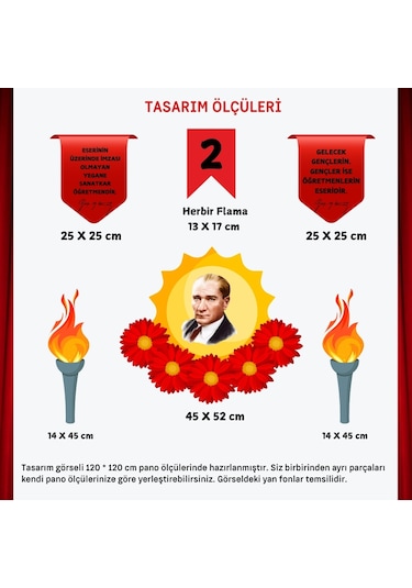 24 Kasım Öğretmenler Günü Pano Süsü Çiçekli