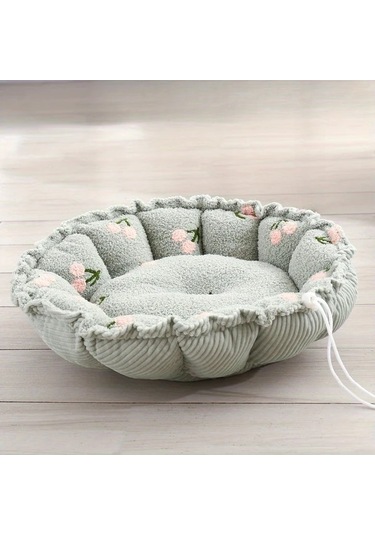 Elmpaly Yeşil Küçük Boy Balkabağı Şekilli Ajustabl Yumuşak Sıcak Kedi Köpek Yatağı