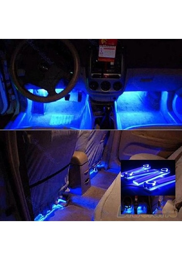 jmsstore Araba Üstü Araba Atmosferi 4'ü 1 Arada 12v Mavi Lamba Şarj Led İçi