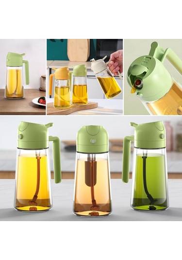 Buffer 2si 1arada Yağ Dökücü Ve Spreyli Yağdanlık Cam Yağ Püskür Şeffaf