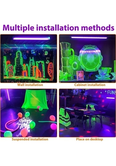 Fastbuy 6 Adet Set 40 Led Uv Siyah Işık Bar Ve Şerit Işığı 32/249cm Dc 5v Usb 3 Mod Ahşap Ahşap