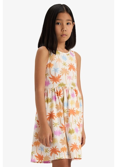 DeFacto Kız Çocuk Bisiklet Yaka Çiçek Desenli Kolsuz Yazlık Elbise B4338A825SMER235