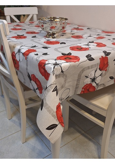 Elyaflı Pvc Muşamba - Desenli Silinebilir Masa Örtüsü Turuncu 140