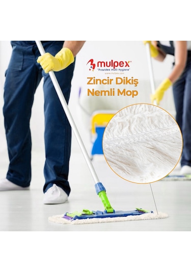 Mulpex Zincir Dikiş Nemli Mop Yedeği Beyaz 10 Adet 50 CM