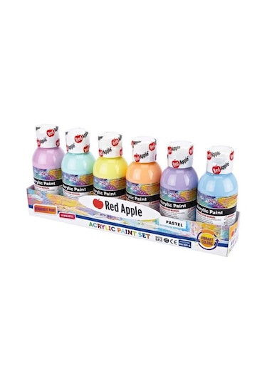 Red Apple Akrilik Boya Pastel Renkler 6 Renk X 100 ML