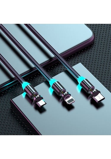 Prestigegoods Kebiss Led Manyetik Usb Şarj Kablosu İphone 14 13 11 12 Pro Max Xiaomi Uyumlu Mikro Usb C Tipi Kablo
