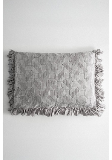 Ecocotton Tanya Gri %100 Organik Pamuk Çift Kişilik Pike Yatak Örtüsü Takımı Gri