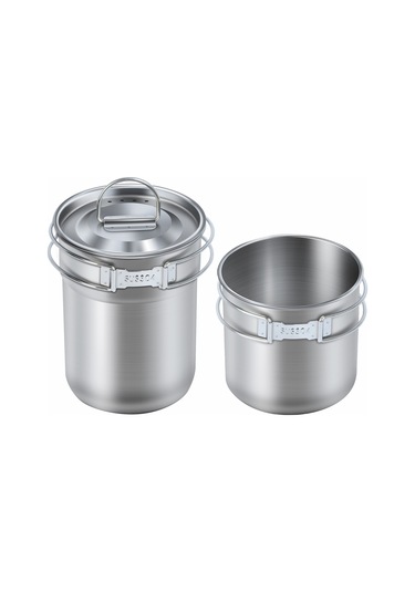 Teltree 2'li Yığmal Kamp Bardak Seti 304 Çelik Kollu Fırça Torbalı, Piknik-fishing-acil Durumlar İçin Taşınabilir Kahve Bardakları Gümüş