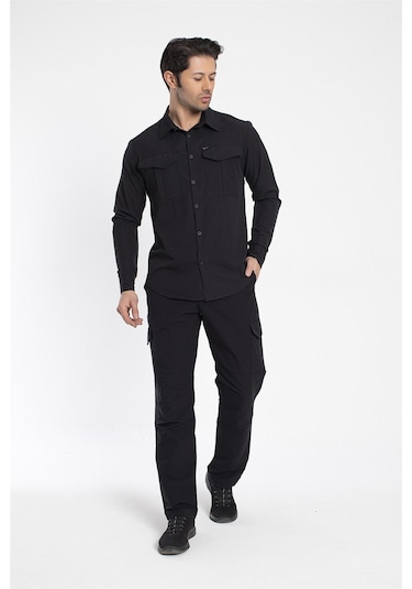 Crozwise Outdoor - Erkek Siyah Spor Gömlek - 7132-10 Siyah