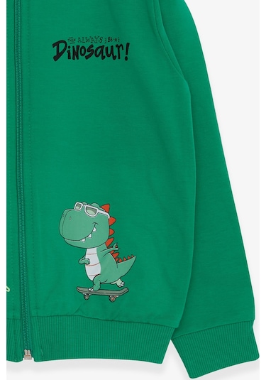 Breeze Erkek Çocuk Hırka Kaykaylı Dinozor Baskılı 1-4 Yaş, Yeşil