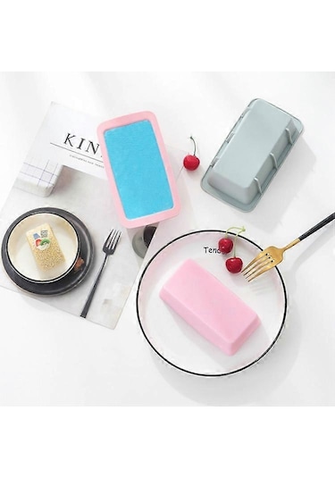 6 Adet Kek Silikon Tost Ekmeği Kalıbı Dikdörtgen Buz Tepsisi Kalıbı Pembe Çok Renkli