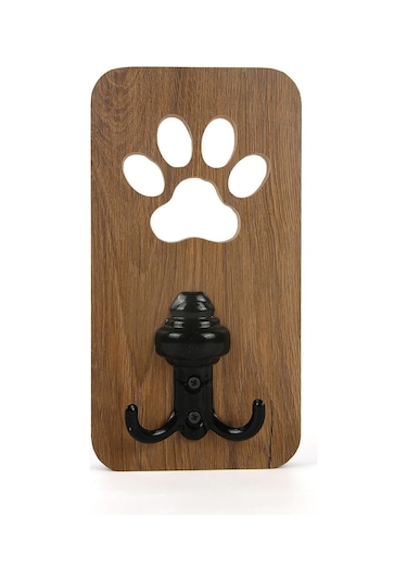 Dekoratif Ahşap Askılık Pati Şeklinde Duvara Monte Tekli Duvar Askısı 12x23 Cm Kahverengi-siyah