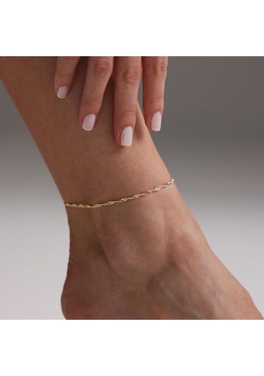 Sembol Gold Altın Halhal Singapur Zincir Yeni Model Altın