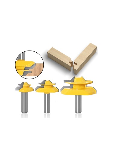 Sones Ahşap İşleme Gravür Makinesi Freze Kesici 45 Derece Derz Bıçağı, Model: 12mm Saplı 3 Adet/takım