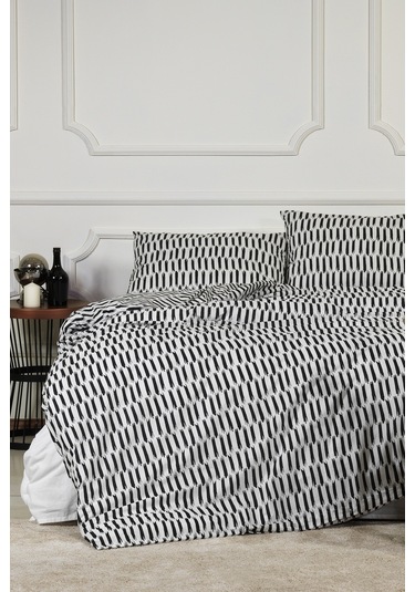 Elart Carlos Nevresim Takımı Tek Kişilik %100 Pamuk Ranforce Lastikli Çarşaf 160x220 Cm Siyah Siyah