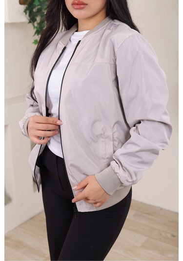 Bomber Kolej Su Geçirmez Ceket Krem Bndk