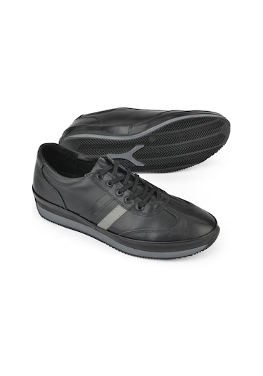 Ziya, Erkek Hakiki Deri Sneaker 143423z78 Siyah Siyah