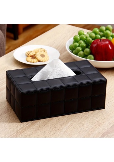 Willowhaven Siyah Üstün Kalite Kumaş Kağıt Havlu Kutusu Kılıfı - Oturma Odası Banyo Dekorasyon Aksesuarı Siyah