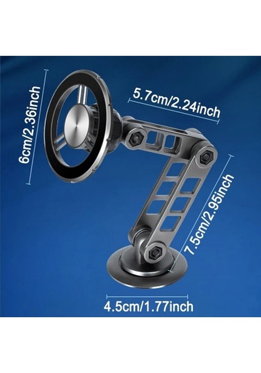 G198 Ayarlanabilir Robotik Kol Cep Telefonu Standı Araba Pano Ön Cam Manyetik Telefon Tutucu Gri