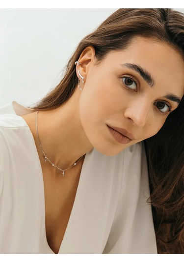 Fly Jewelry 925 Ayar Gümüş Kletters Küpeler Asimetrik Tarz 172171792 Diğer