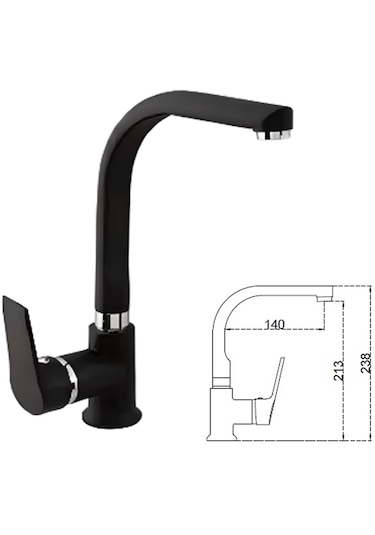 Acar Musluk 204ac0021157 Stilla Black Kuğu Lavabo Bataryası