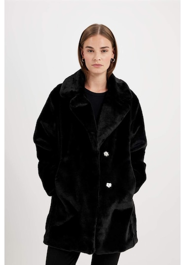 DeFacto Uzun Pelüş Kaban Oversize Geniş Kalıp Çıtçıt Kapamalı Cepli A4650AX24WNBK27 Siyah DeFacto Uzun Pelüş Kaban Oversize Geniş Kalıp Çıtçıt Kapamalı Cepli A4650AX24WNBK27 Siyah