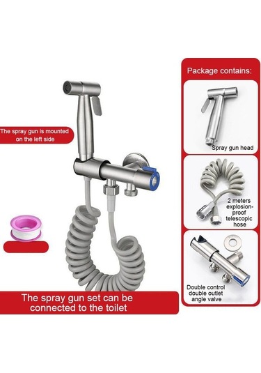 Besthome1 Ev Hijyeni İçin Paslanmaz Çelik Bıd. Spreyi, 2m Hortumlu, G1/2 Açık Gümüş GÜMÜŞ