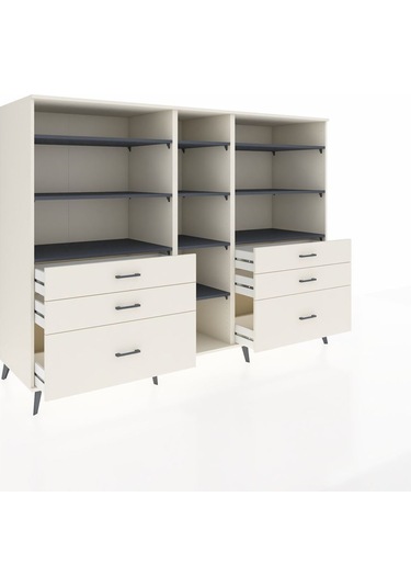 Kronos Dolap 10 Raflı 6 Çekmeceli 220x59x163 Aytaşı-antrasit/ayt Aytaşı-antrasit/aytaşı