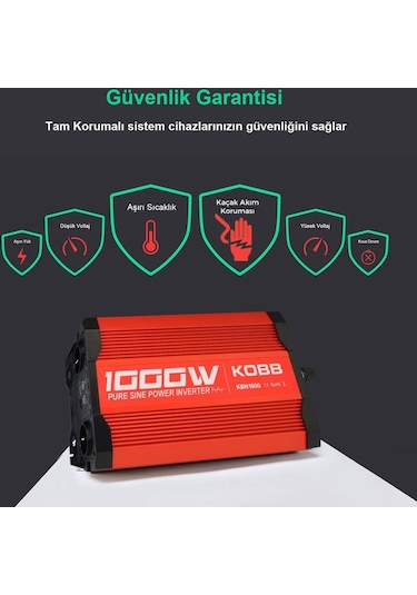 Kobb Kbn1000 12v/220v 1000watt Tam Sinüs Dönüştürücü İnvertör