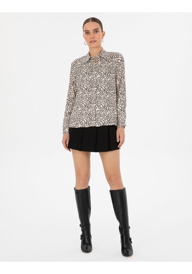Pierre Cardin Kadın Kum Gömlek Desenli 50318227-vr085 Kum