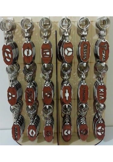 Oto Ahşap Anahtarlık Hediyelik Marka Model Türk Bayrak Anahtar