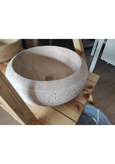 Traverten Tarama Silindir Lavabo