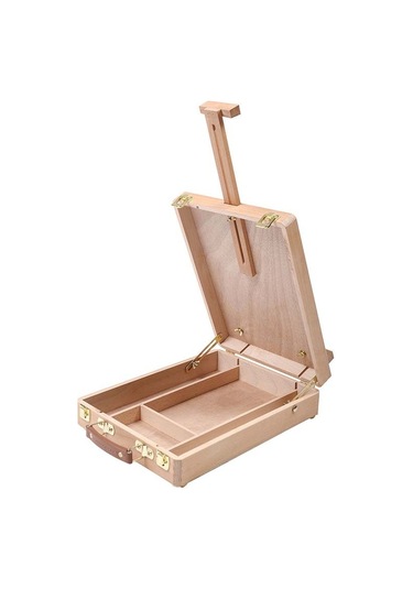 Sones Sanatçı El Sanatları Masaüstü Şövalesi Entegre Ahşap Kutu Sanat Çizim Boyama Masa Kutusu