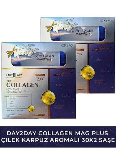Day2Day Collagen Mag Plus Çilek Karpuz Aromalı 2 x 30 Saşe + Shaker