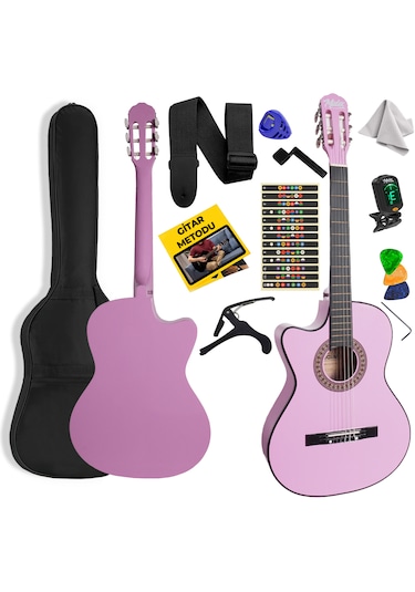 Cg-396pu Solak Klasik Gitar Lila Renk Full Set Sap Ayarlı 4/4
