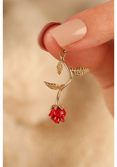 14 Ayar Gül Çiçek Altın Kolye Ucu