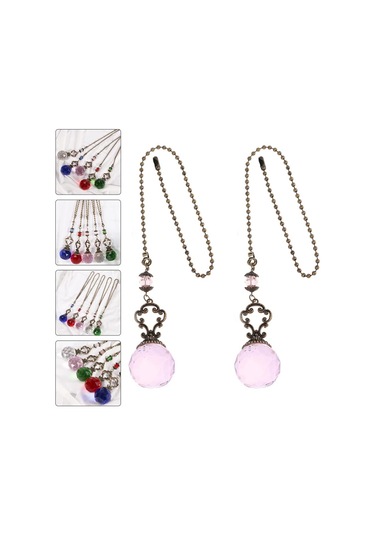 2pcs Fan Fan Işık Asma Zinciri Ev Dekorasyon Araba Trim Crystal Ball Kolye Tavan Fan Çekme Zinciri