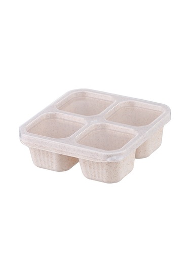 Hangfox Mavi Logo'lu Buğday Saplı Dört Bölmeli Lezzet Kutusu, Lezzetli Atıştırmalıklar İçin Tuzak Olmayan, Kapatıcıklı Sağlıklı Muhafaza Aracı Çok Renkli