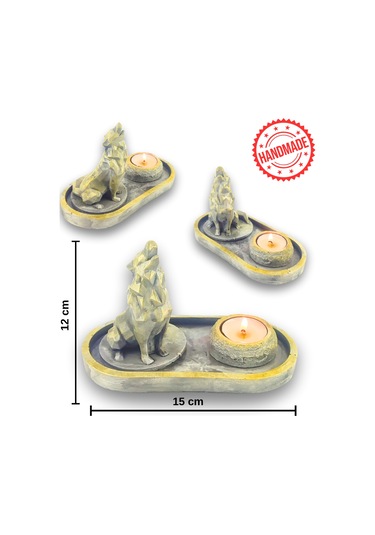 Uluyan Kübik Kurt Çubuk Tütsülük Ve Tealight Beyaz