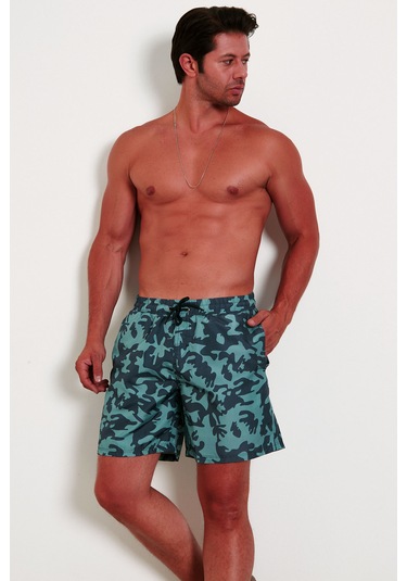 Enrico Ferry Erkek Hızlı Kuruyan Kamuflaj Baskı Deniz Şortu 2531