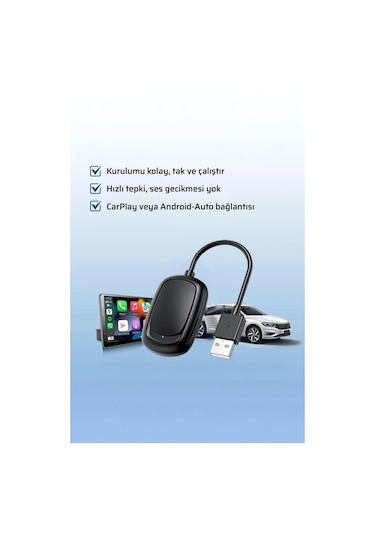 Torima X8 Mini Kablosuz Carplay Usb Ve Type-c Uyumlu Araç Multimedya Dönüştürücü Adaptörü