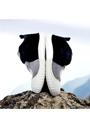 Yumuşacık Cırtlı Ortopedik Eğlenceli Göz Kreş,anaokuku,ev Pandufu Gri - Siyah