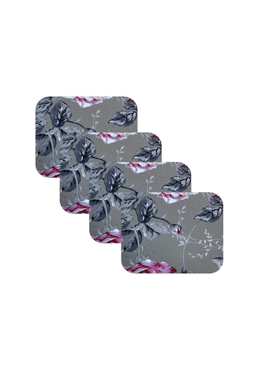 Knsz Oturma Minderi 4 Lü Artis&mutlu Yaprak Gri Kumaş Tel Bar Taburesi Sandalyesi İçin Siyah