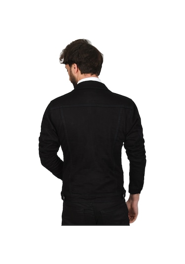 Deepsea Erkek Siyah Dar Kesim Likralı Kot Ceket Mont 2201006 False Siyah