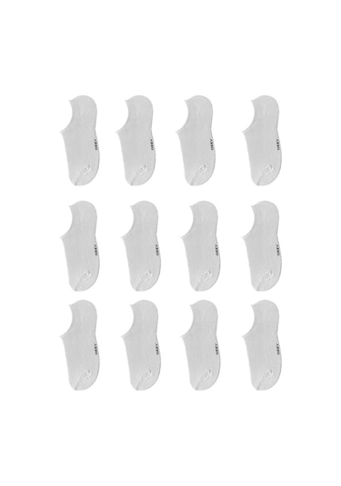 12 Çift Dikişsiz Erkek Beyaz Bambu Görünmez Sneaker Çorap Beyaz