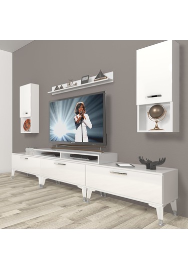 Decoraktiv Ekoflex 270da Slm Silver Tv Ünitesi Tv Sehpası Beyaz