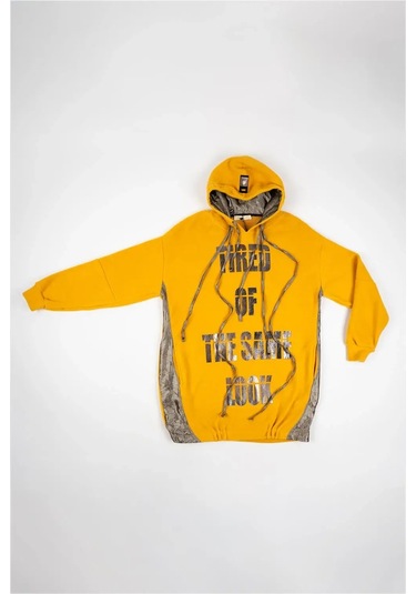 Kadın Sarı Yazılı Polar Sweatshirt Sarı