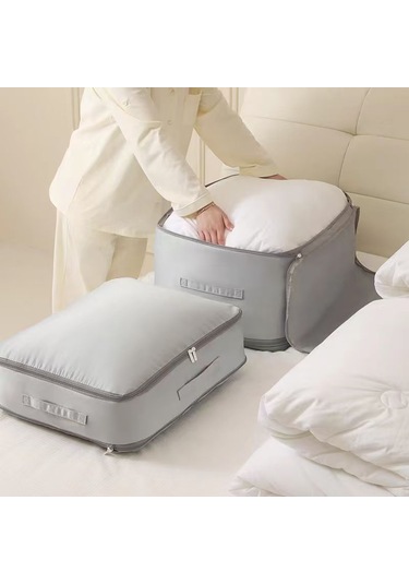 Vkemall Bej Organize Edici Depolama Çantası - İçki Suya Ve Nem'e Dayanıklı, Çift Yönlü Reçme, Geniş Tutamaklı, Giysi Ve Yorgan Saklama İçin 54 42 30cm Bej