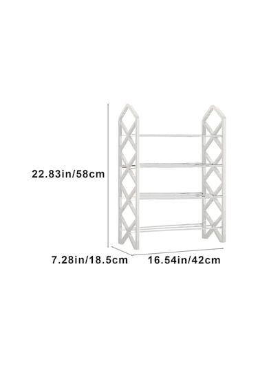 Kangvka 4 Katlı Metal Ayakkabı Rafı, Dayanıklı Çelik, Kolay Montaj, 42x58x58 Cm, Ev/ofis/çatı Katı Kullanıma Uygun Beyaz